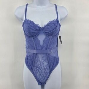 INC Periwinkle small Lace Corset Bodysuit Teddy Lingerie